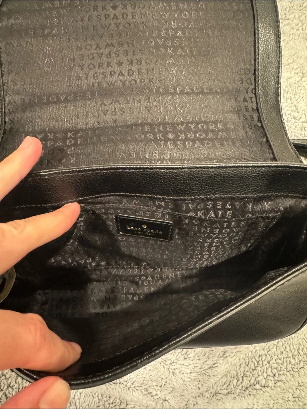 kate spade Black Pebbled Leather Crossbody Bag with Gold Accent